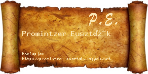 Promintzer Euszták névjegykártya